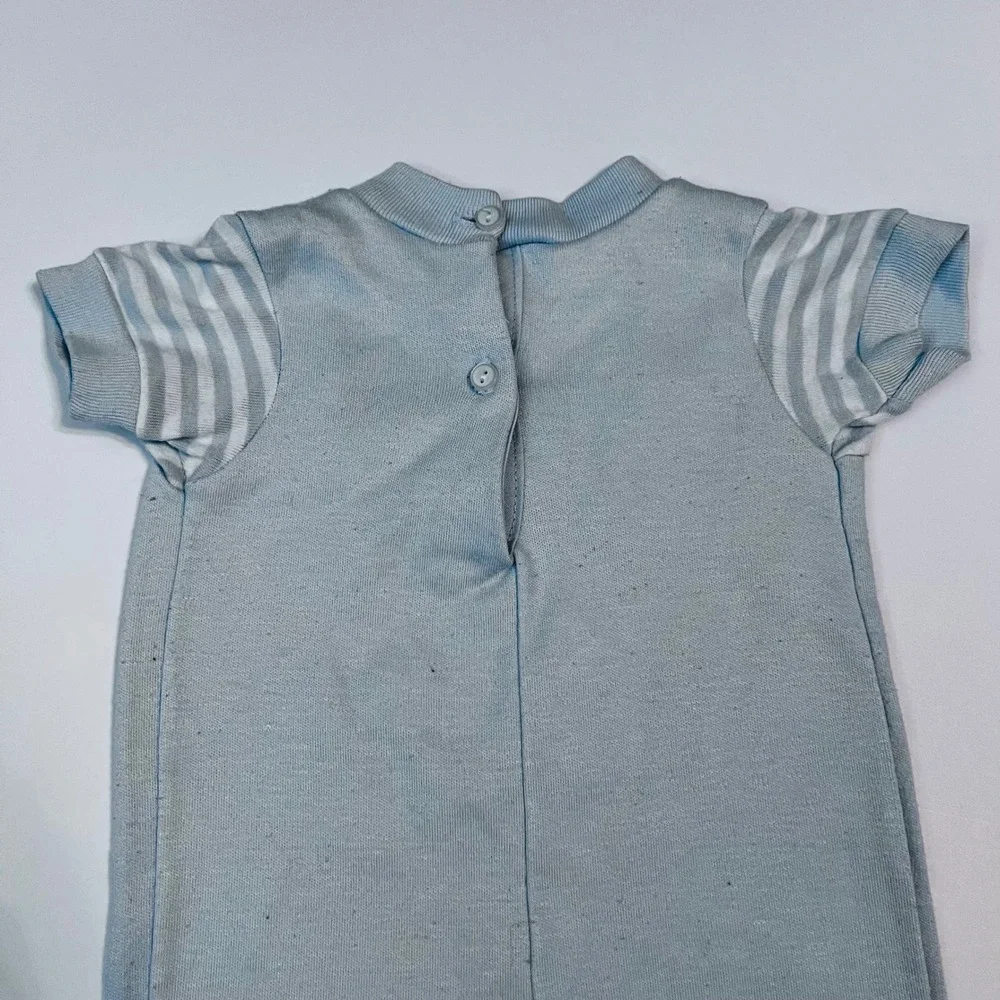 Vintage Carter's Teddy Bear Romper 12M Made in USA Blue One Piece